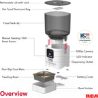 RCA PF143 Smart Pet Feeder - 1080p Camera, Alexa Compatible