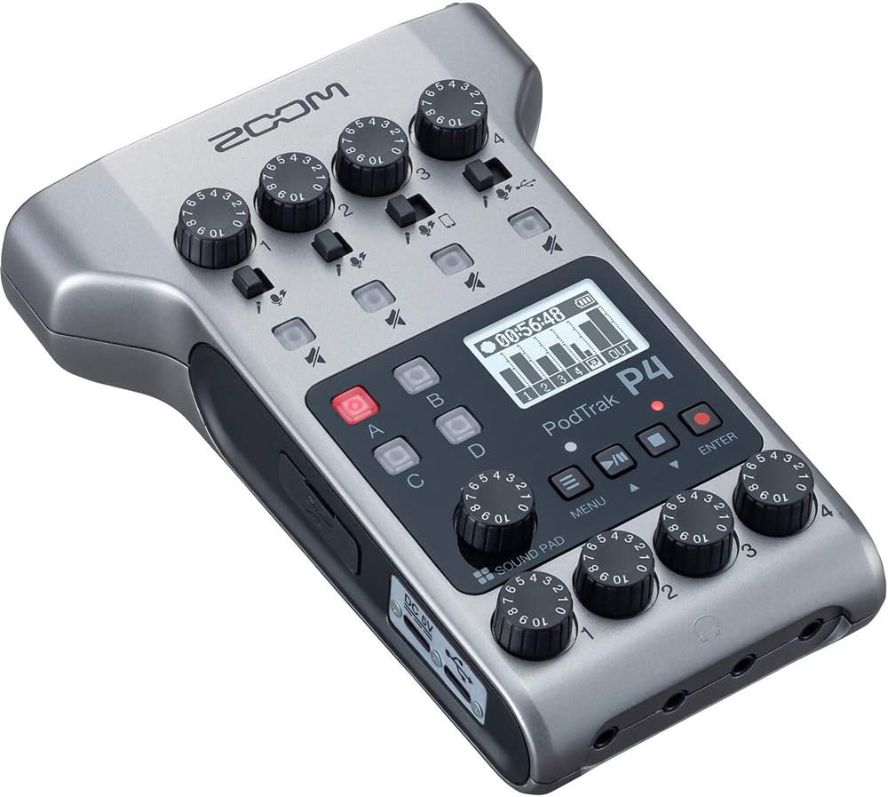 Zoom PodTrak P4 Podcast Recorder Bundle w/ 2x ZDM-1 Mics