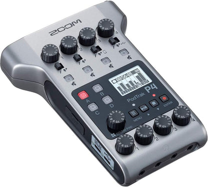 Zoom PodTrak P4 Podcast Recorder Bundle w/ 2x ZDM-1 Mics