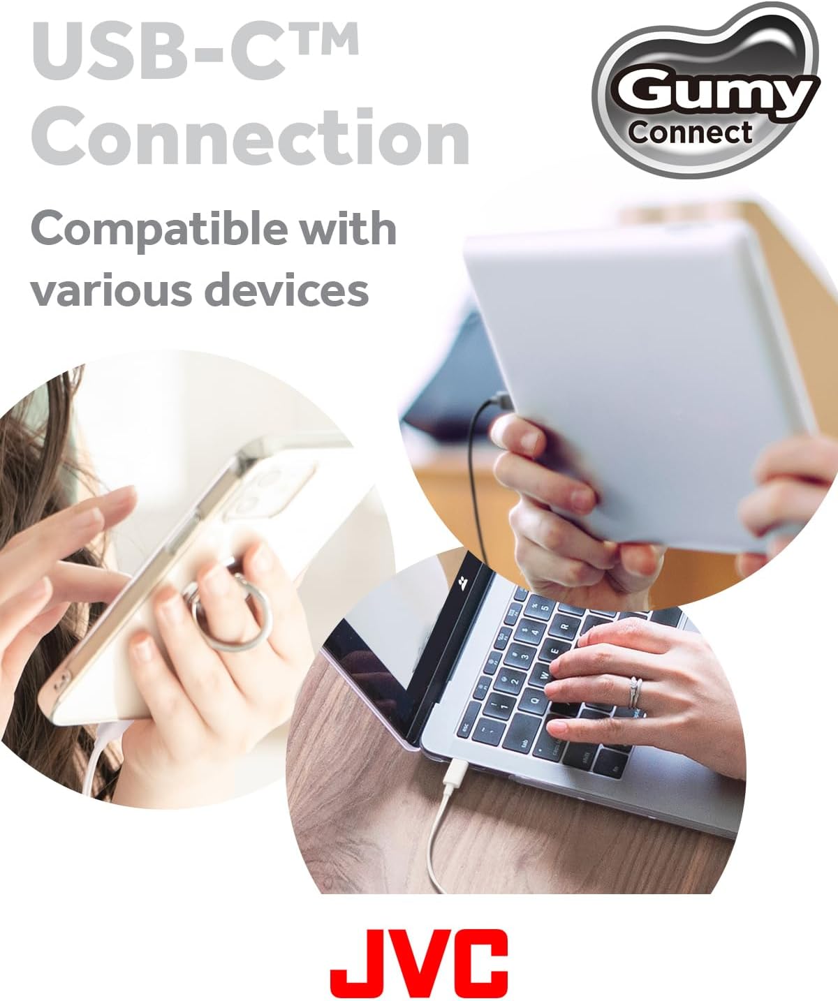 JVC HA-FR9UC-B Gumy Connect USB-C Earphones Microphone