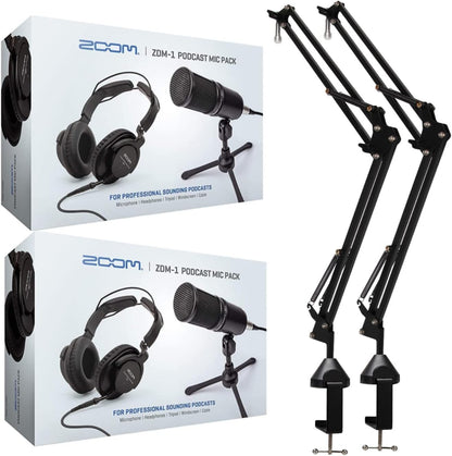 Zoom ZDM 1 2-Person Podcast Mic Pack - with Boom Arms
