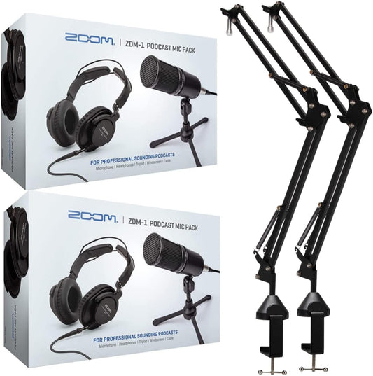 Zoom ZDM 1 2-Person Podcast Mic Pack - with Boom Arms