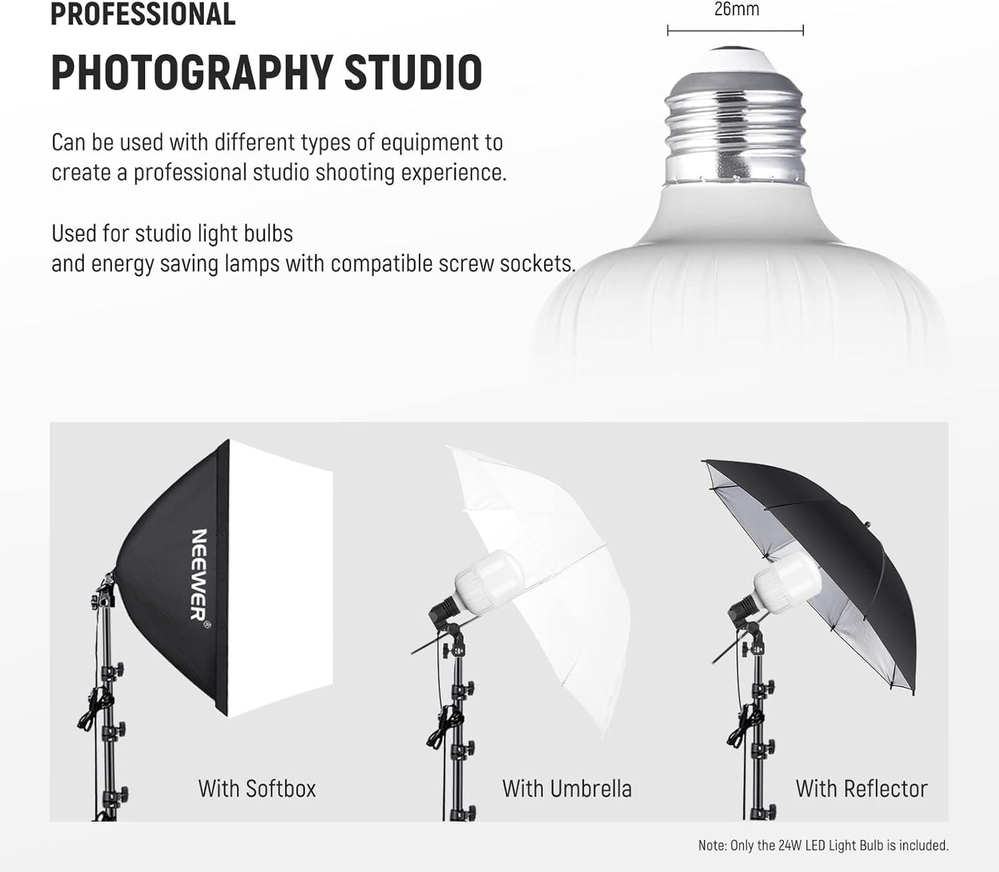 Neewer 35W LED Light Bulbs E26 5700K Daylight Studio Photography
