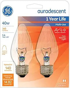 GE Lighting 75343 40W Flame Shape Auradescent Bulbs