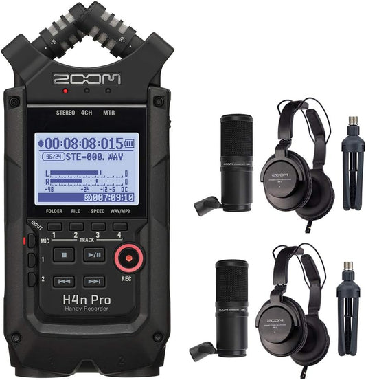 Zoom H4n Pro All Black 4-Track Recorder + 2x Mic Pack