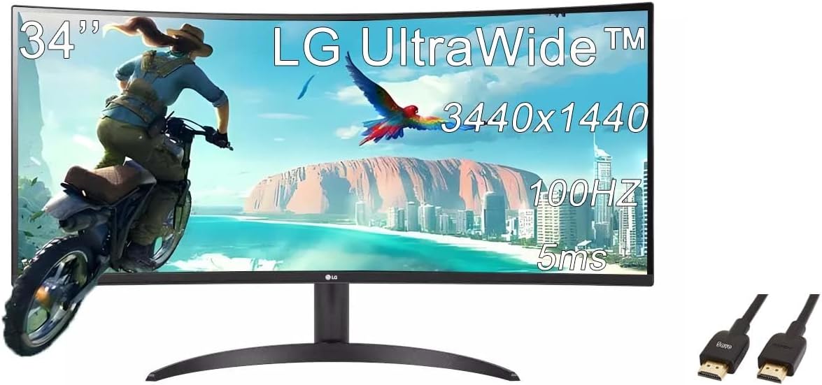LG 195174016381 34" UltraWide Curved 100Hz Monitor