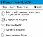HP 7XV38A Smart Tank Plus 651 Wireless Printer