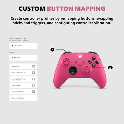 Microsoft QAU-00082 Xbox Core Wireless Controller, Deep Pink