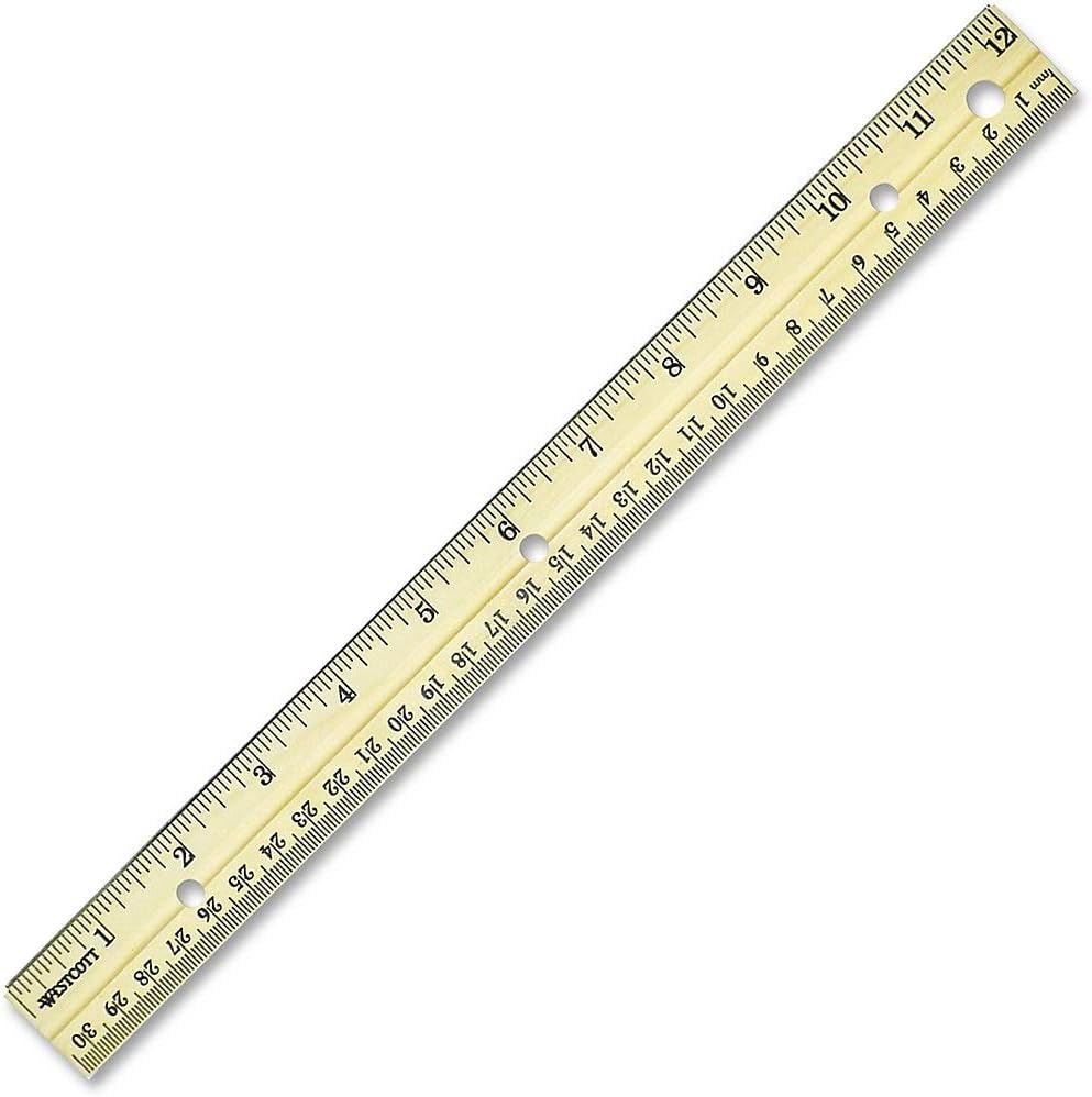 Westcott 10702 Wood Ruler 12-Inch Metal Edge