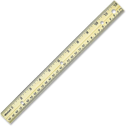 Westcott 10702 Wood Ruler 12-Inch Metal Edge