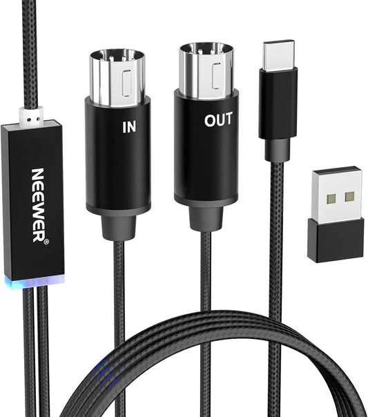 Neewer 21000038 USB-C MIDI Cable - Keyboard/Synthesizer Adapter