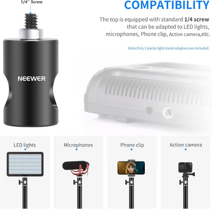 Neewer ST12 Light Stand Adapter: 1/4" Screw, 2-Pack