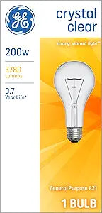 GE 16069 Crystal Clear 200-Watt Light Bulb