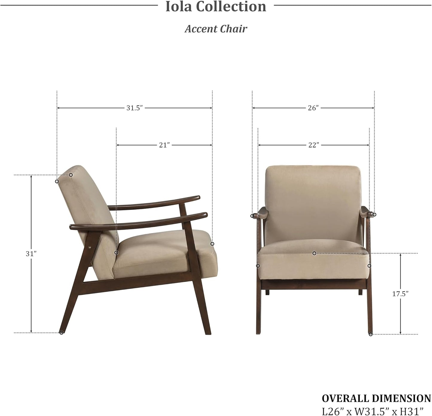 Lexicon 194840258988 Mid Century Modern Velvet Accent Chair