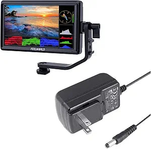 FEELWORLD FW568 V2 Camera Field Monitor & Power Adapter — main product image