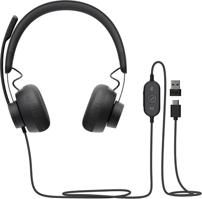 Logitech 981-001229 Zone 750 Wired Headset Noise Cancelling Mic