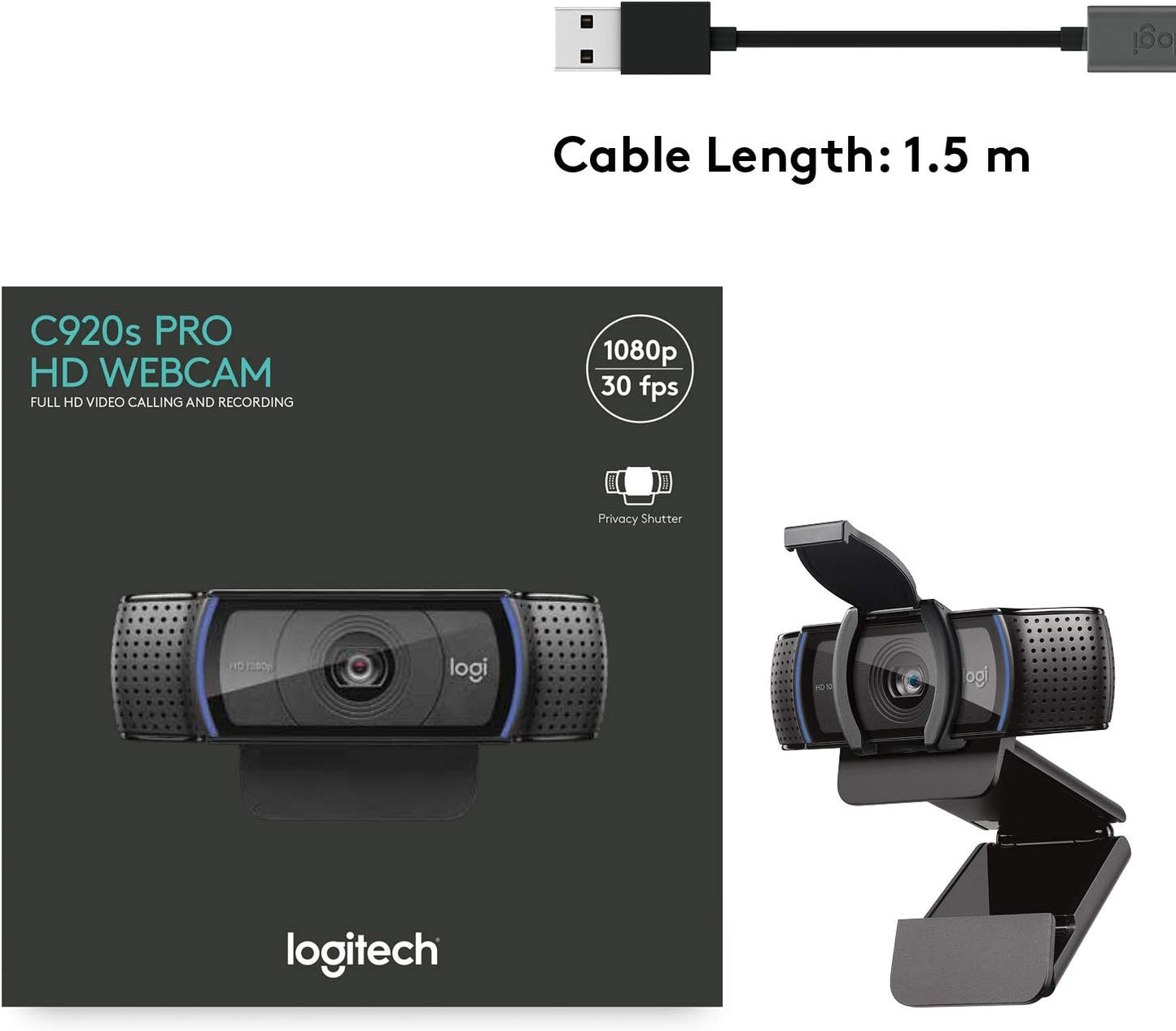 Logitech 960-001257 C920S HD Pro Webcam 1080p