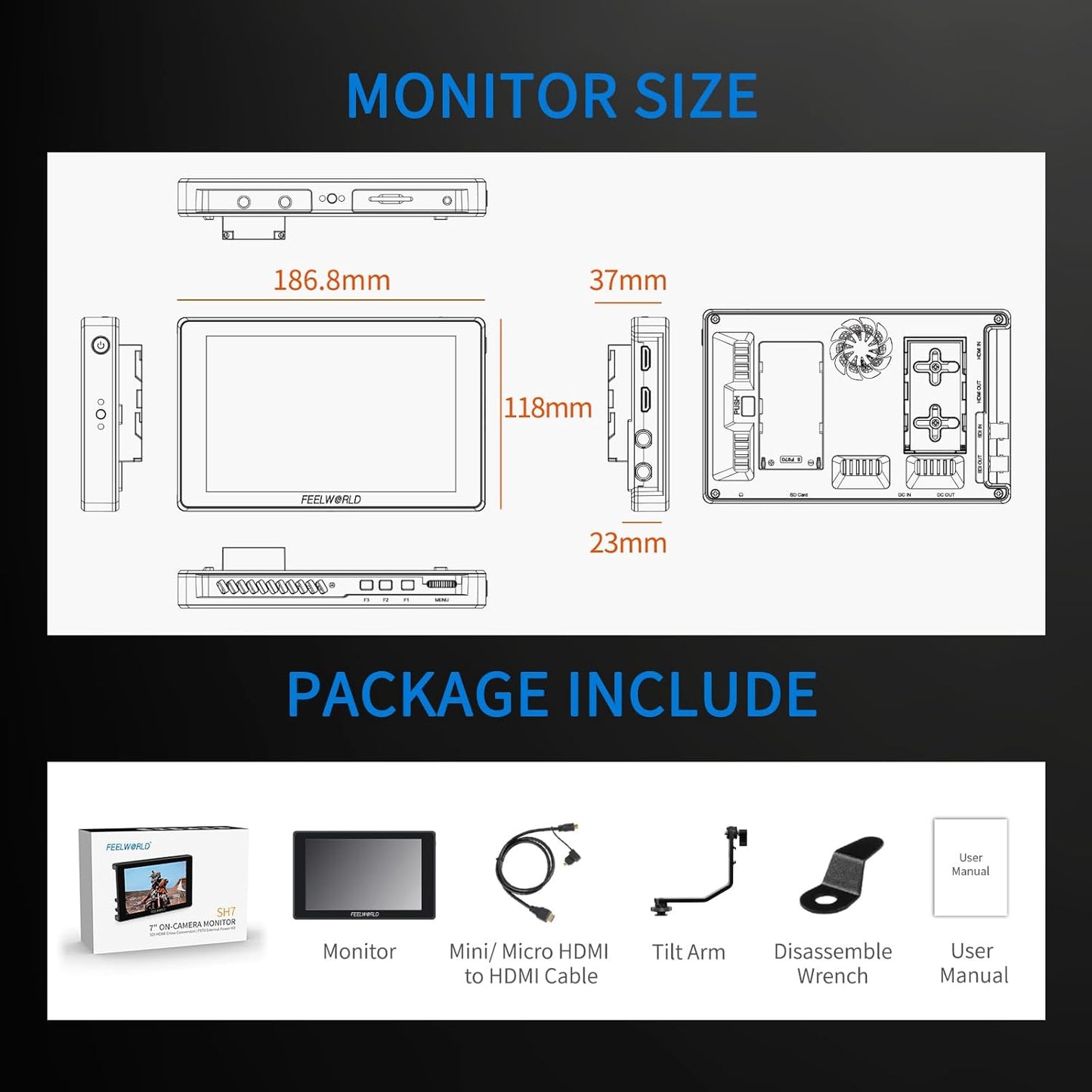 FEELWORLD SH7-OF-EU 7" 2200nit SDI HDMI Camera Monitor