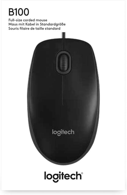 Logitech 910-001439 B100 Corded USB Mouse Black