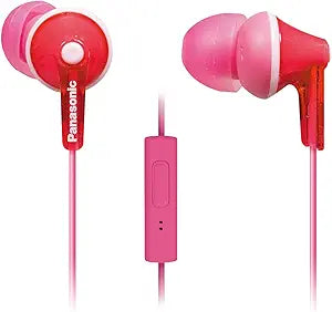 Panasonic ErgoFit Earbud Headphones with Mic - Pink, Renewed