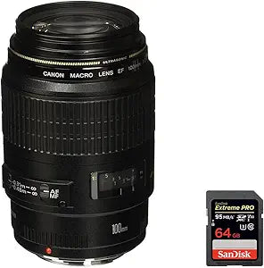 Canon EF 100mm F/2.8 Macro Lens with Sandisk 64GB Card
