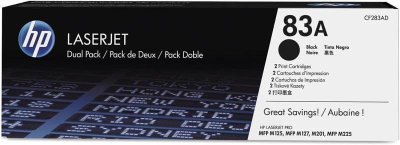 HP CF283AD 83A Black LaserJet Toner Cartridge 2-Pack — main product image