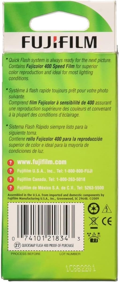 Fujifilm QuickSnap Flash 400 Disposable Camera 27 Exposures