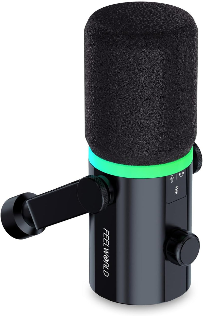 FEELWORLD PM1-XS XLR/USB RGB Gaming Microphone — main product image