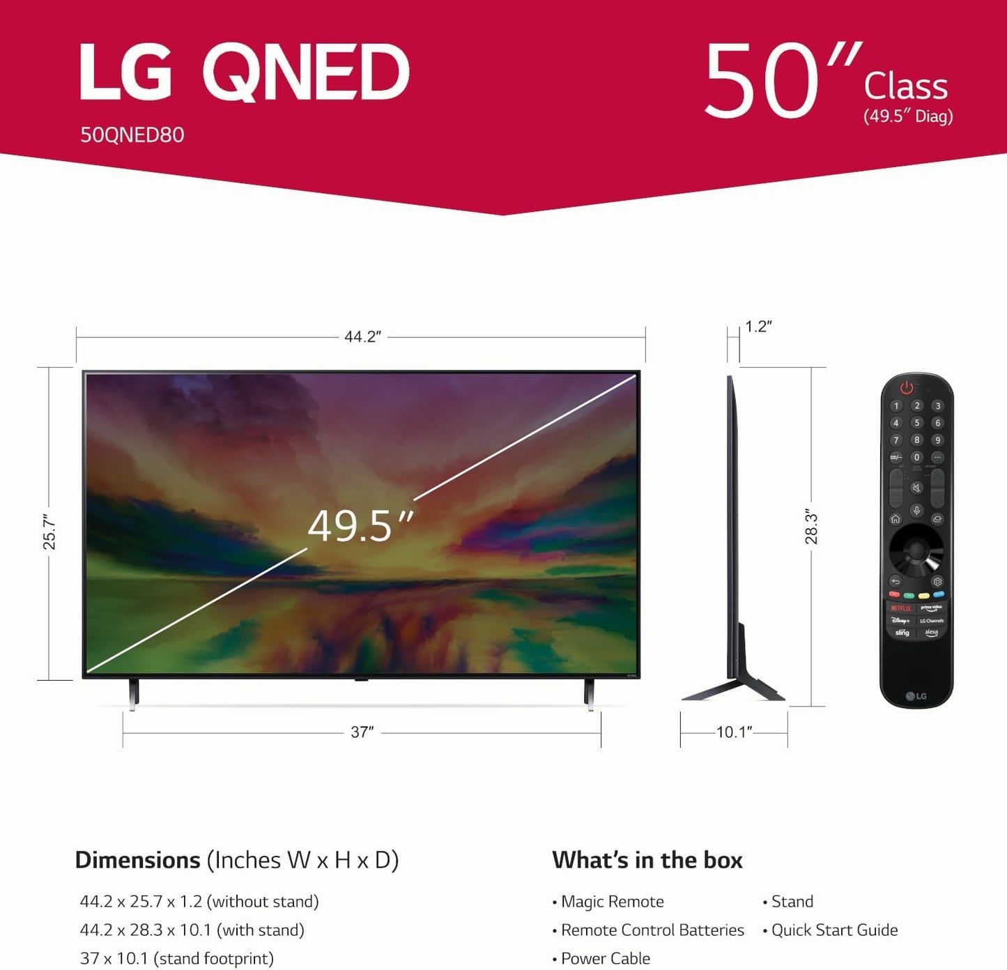 LG 50QNED80URA 50-Inch QNED Mini LED 4K Smart TV