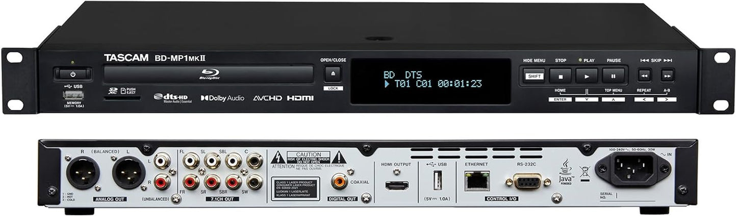 Tascam BD-MP1MK2 Professional Blu-ray Player Rackmount