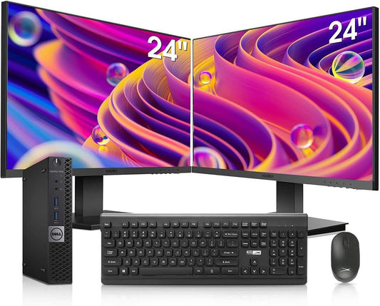 Dell OptiPlex 7040 i7-6700T Dual 24" Monitor Mini PC