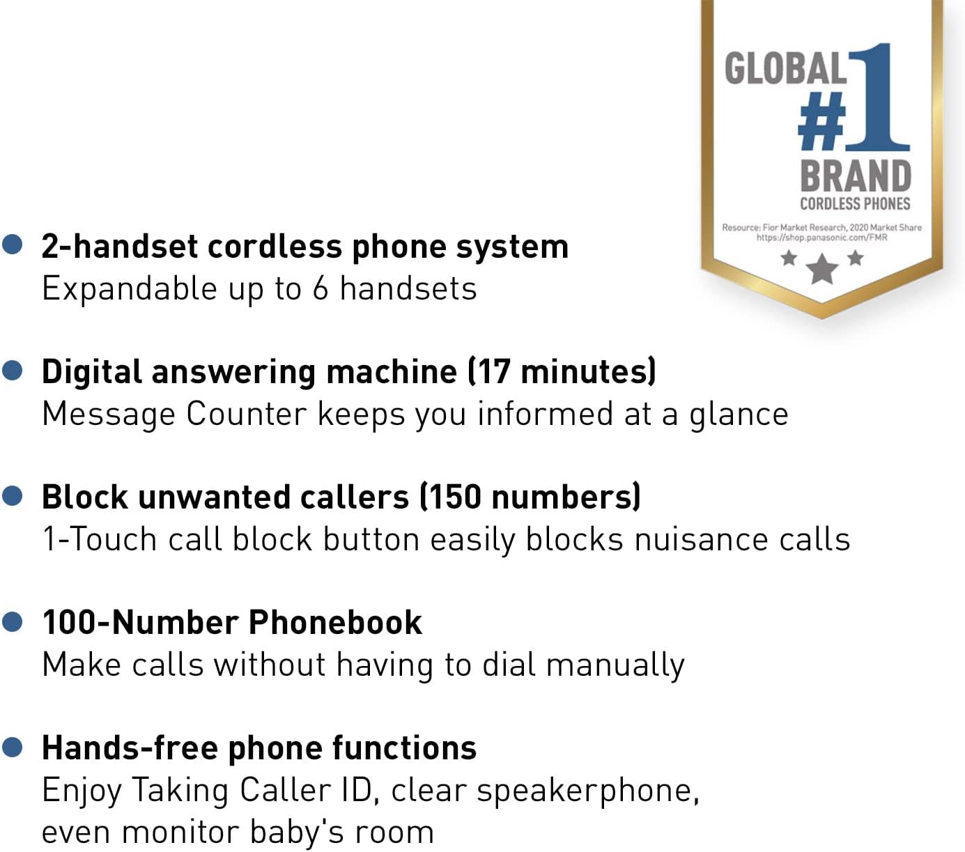Panasonic KX-TGD632W DECT 6.0 Cordless Phone System 2-Handset