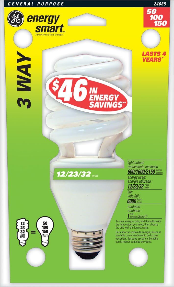 GE 24685 Energy Smart 3-Way CFL Light Bulb