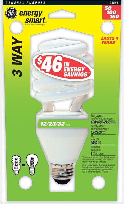 GE 24685 Energy Smart 3-Way CFL Light Bulb