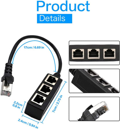 Western Digital RJ45 Ethernet Splitter 1 Male to 3 Female