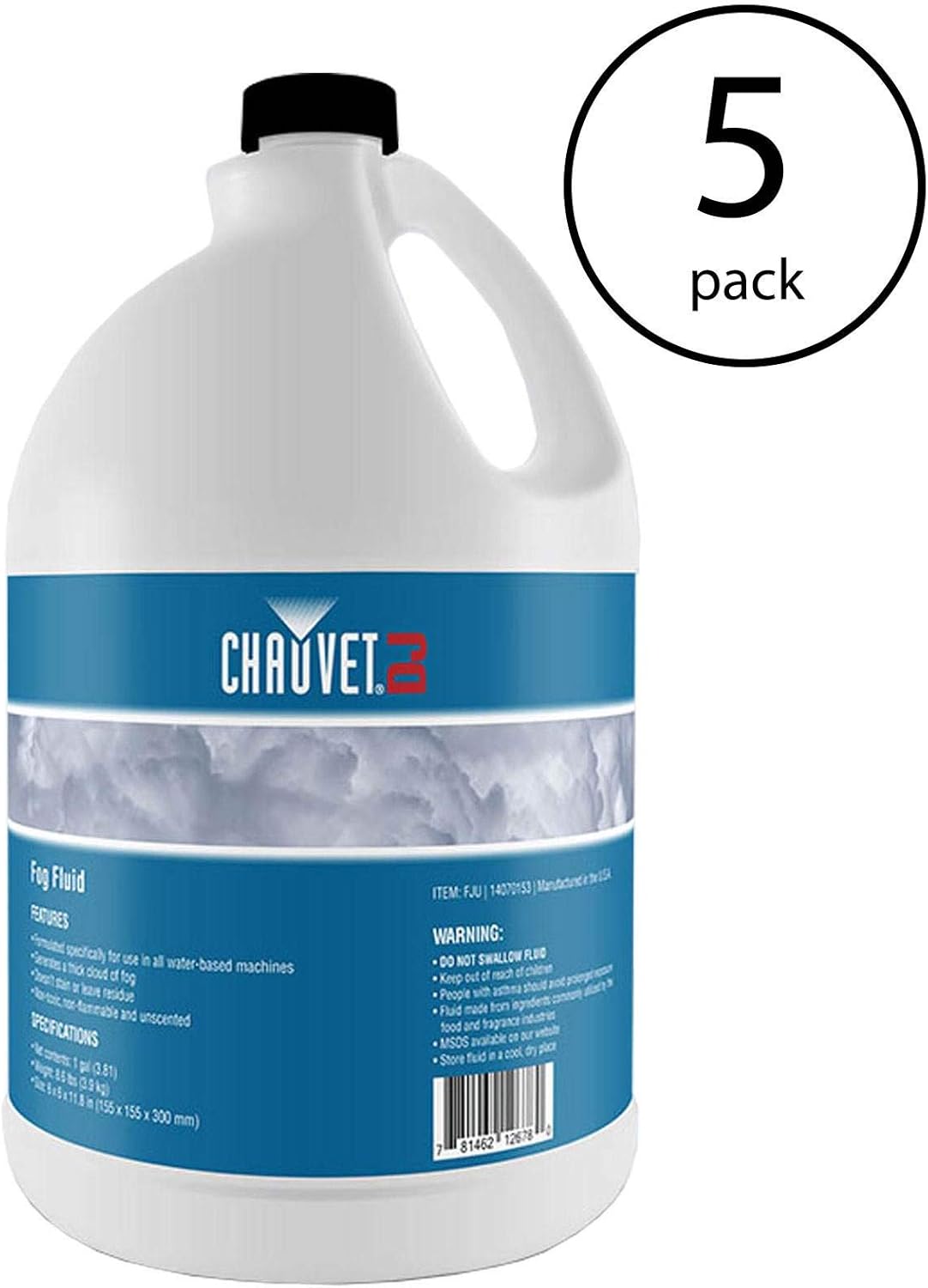 Chauvet DJ FJU Fog Juice Fluid 1 Gallon 5-Pack