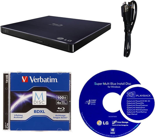 LG 679113427686 6X Portable Blu-ray Burner Bundle
