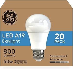 GE 93129379 60W LED Light Bulbs - 20 Pack Daylight