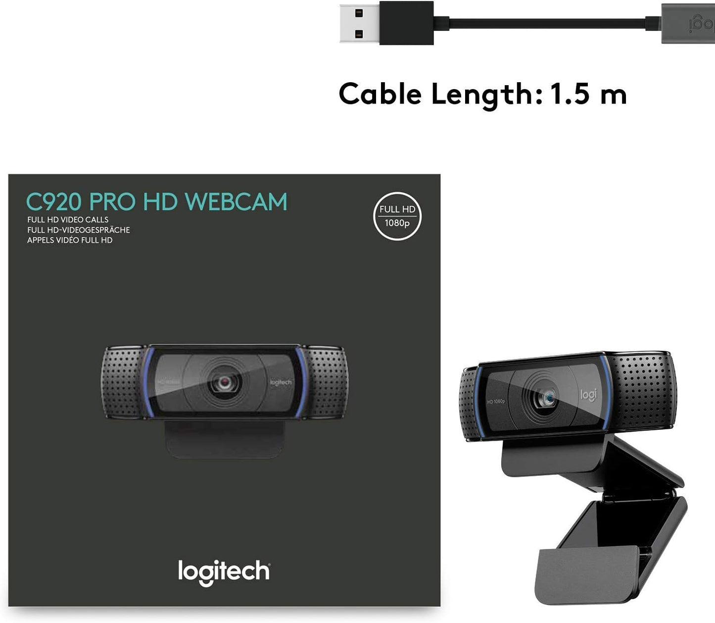 Logitech 960-000764 HD Pro Webcam C920 Renewed