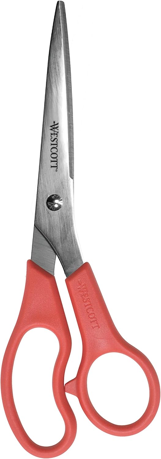 Westcott 40618 8" All Purpose Stainless Steel Scissors - Red