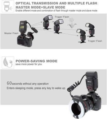 Meike MK-14EXT LED Macro Ring Flash Canon DSLR Kit