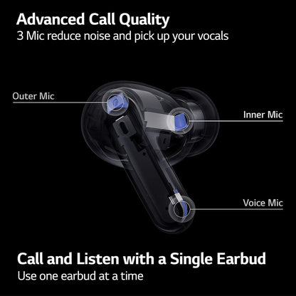 LG TONE-FP9 Free True Wireless Bluetooth Earbuds ANC UVnano Black