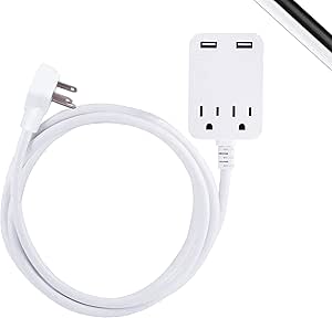 GE 32177 USB Surge Protector Power Strip 8ft