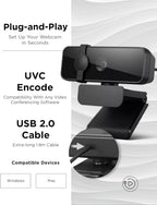Lenovo 4XC1B34802 Essential Full HD 1080P Webcam, Dual Mic