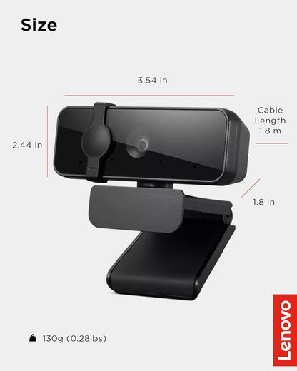 Lenovo 4XC1B34802 Essential Full HD 1080P Webcam, Dual Mic