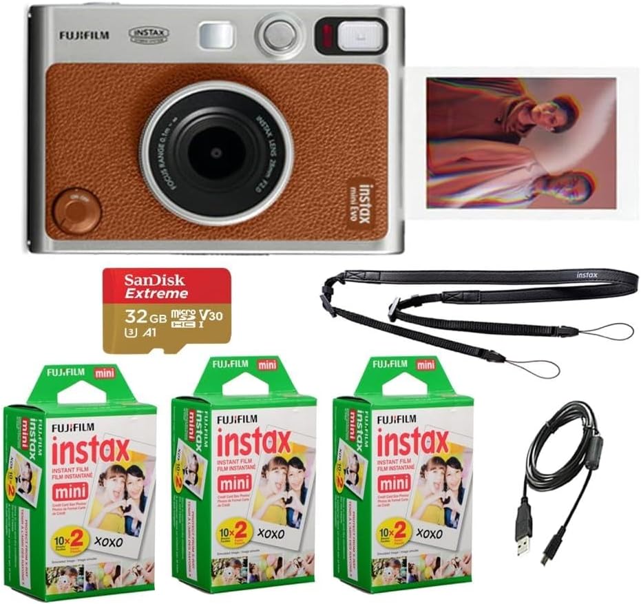 Fujifilm FUJIFILM INSTAX MINI EVO Brown Instant Camera Bundle