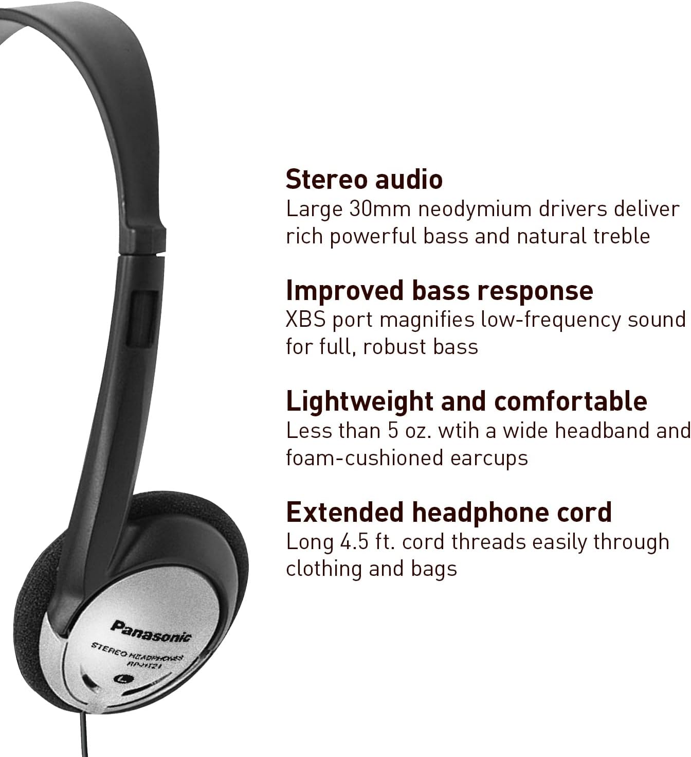 Panasonic RP-HT21 Lightweight On-Ear Headphones XBS