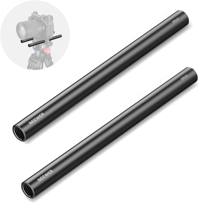 Neewer 10104675 15mm Rods - 8-inch Extension - 2-Pack — main product image