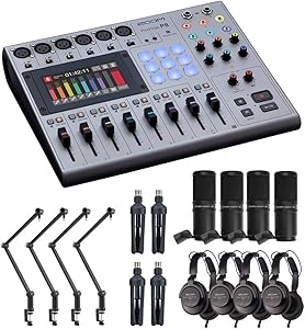 Zoom PodTrak P8 Podcast Recorder Bundle Microphone and Arm