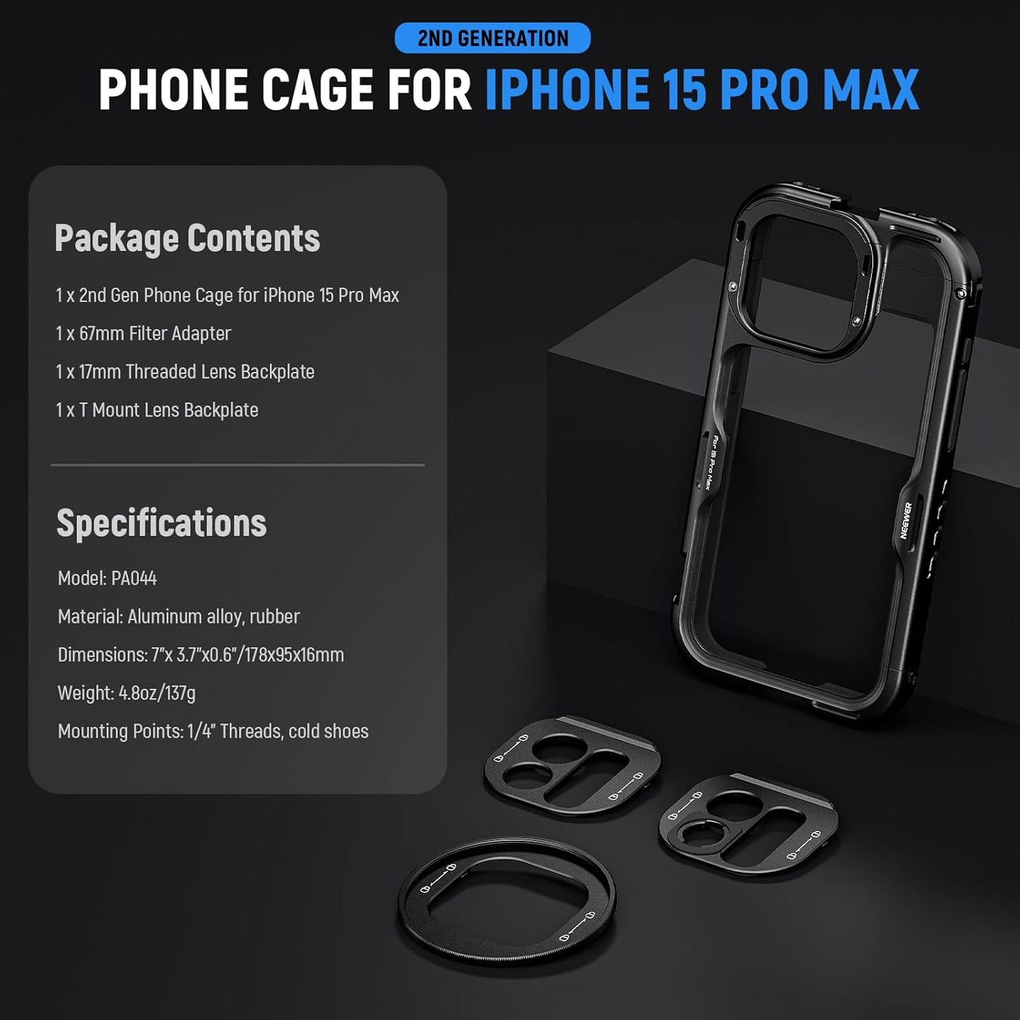 Neewer Pro Max Cage 15 Phone Video Rig Stabilizer